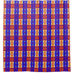 Blue Orange Yellow Red Pattern Shower Curtain