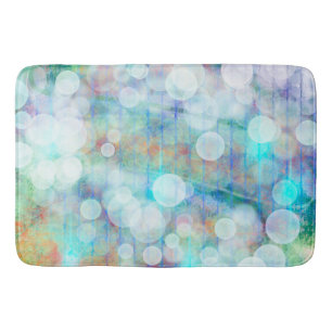 Blue, Orange, Yellow, White Abstract Art Bath Mat