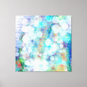 Blue, Orange, Yellow, White Abstract Art   Canvas Print