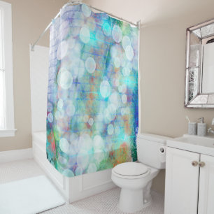 Blue, Orange, Yellow, White Abstract Art  Glass Co Shower Curtain