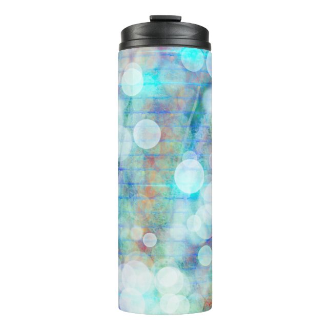 Blue, Orange, Yellow, White Abstract Art   Thermal Tumbler (Front)