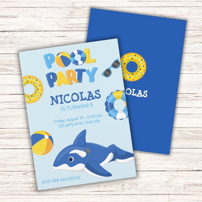 BLUE ORCA INFLATABLE POOL PARTY INVITATION (Creator Uploaded)