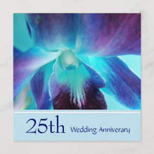 Blue Orchid 25th Wedding Anniversary Invitation