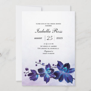 Blue Orchid Bridal Shower Invitation