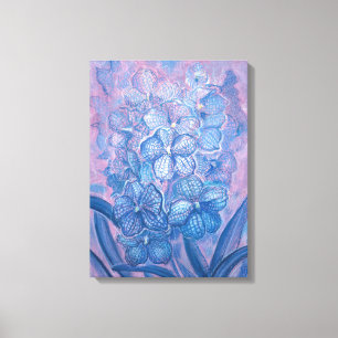 Blue Orchid Chequered Vanda Garden Flowers Botanic Canvas Print