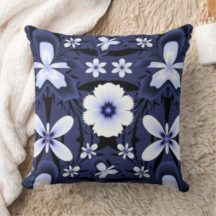 Blue Orchid Elegant Flowers Fractal Art  Cushion