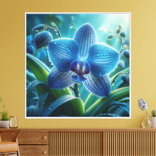 Blue Orchid Floral Canvas Print