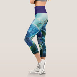 Blue Orchid Floral  Capri Leggings
