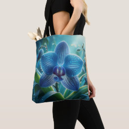 Blue Orchid Floral  Tote Bag