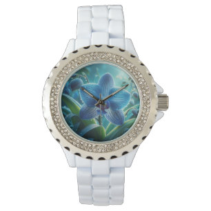 Blue Orchid Floral  Watch