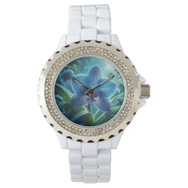 Blue Orchid Floral  Watch (Front)