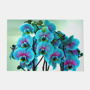 Blue Orchid Flower Bouquet Doormat