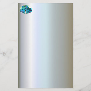 Blue Orchid Flower Bouquet Stationery