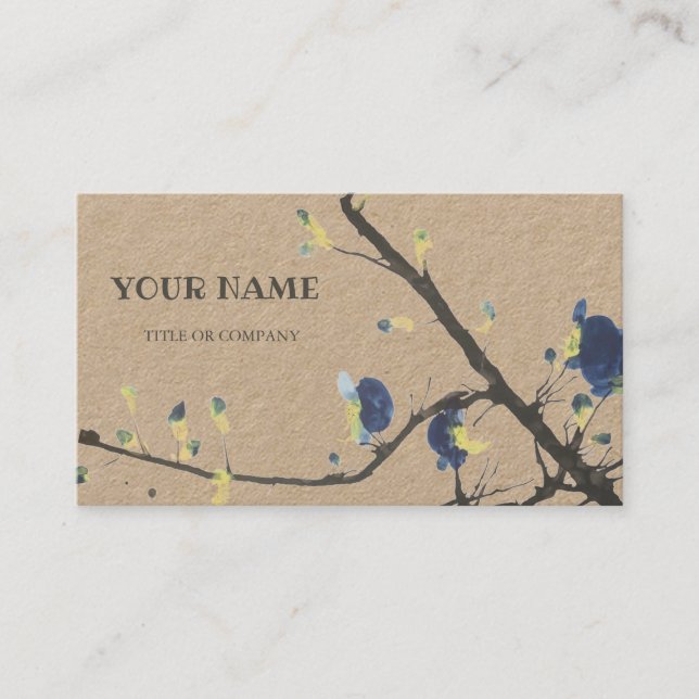Blue orchid flower  mini business card (Front)