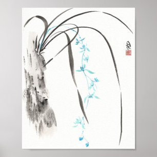 Blue Orchid in the Wind Poster