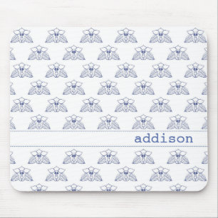 Blue Orchid Pattern Mouse Mat