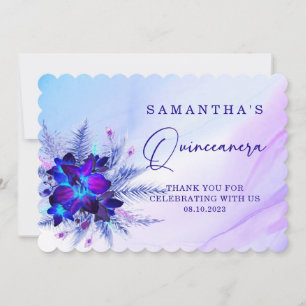 Blue Orchid  Quinceañera Thank You card