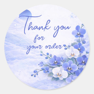 Blue orchid Thank You For your order Classic Round Sticker