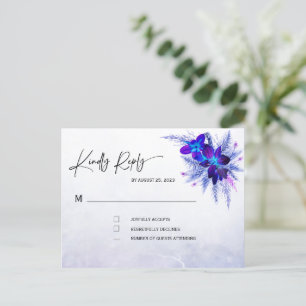 Blue Orchid Wedding RSVP Postcard