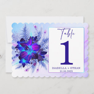 Blue Orchid  Wedding Table Number template