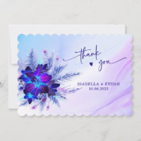 Blue Orchid Wedding Thank You card