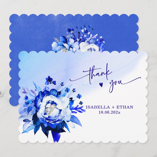 Blue Orchid  Wedding Thank You card (Front/Back)