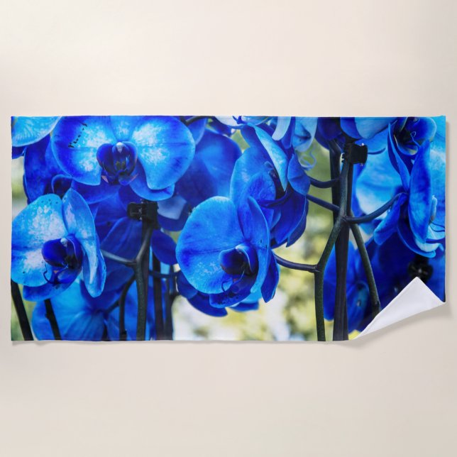 Blue orchids beach towel (Front)