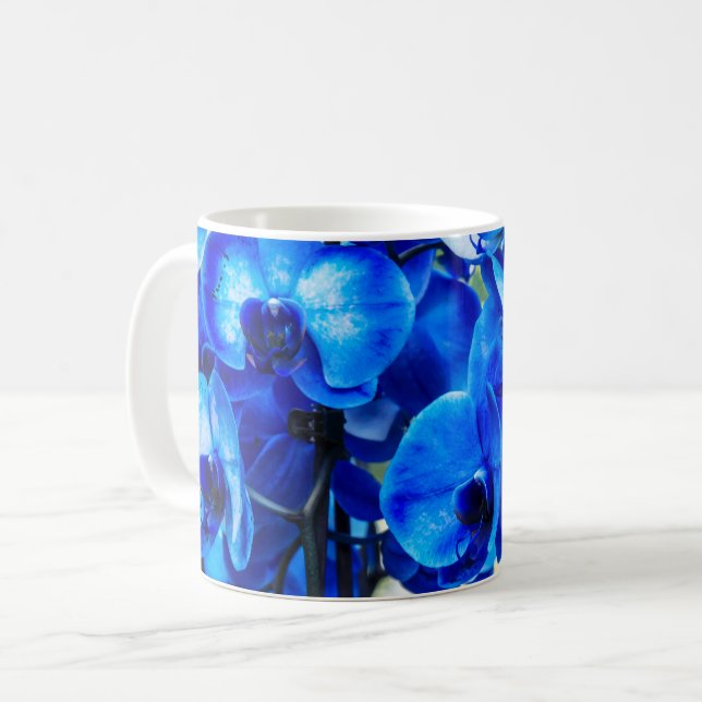 Blue orchids coffee mug (Front Left)