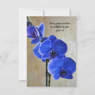 Blue Orchids Faith Bible Verse Art Note Card