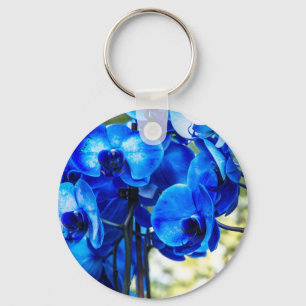 Blue orchids key ring