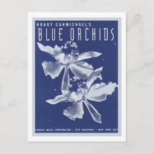 Blue Orchids Vintage Songbook Cover Postcard