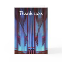 Blue organ pipes thank you card