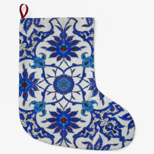 Blue Orient Mosaic Large Christmas Stocking