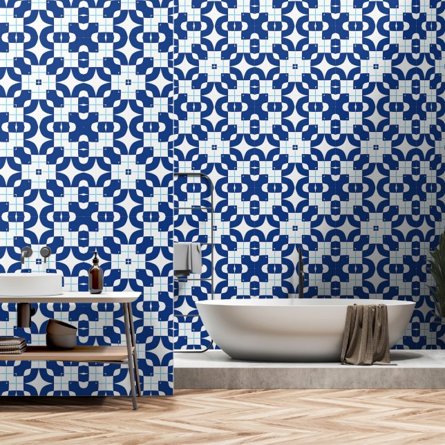 Blue oriental decor wallpaper (Bathroom)