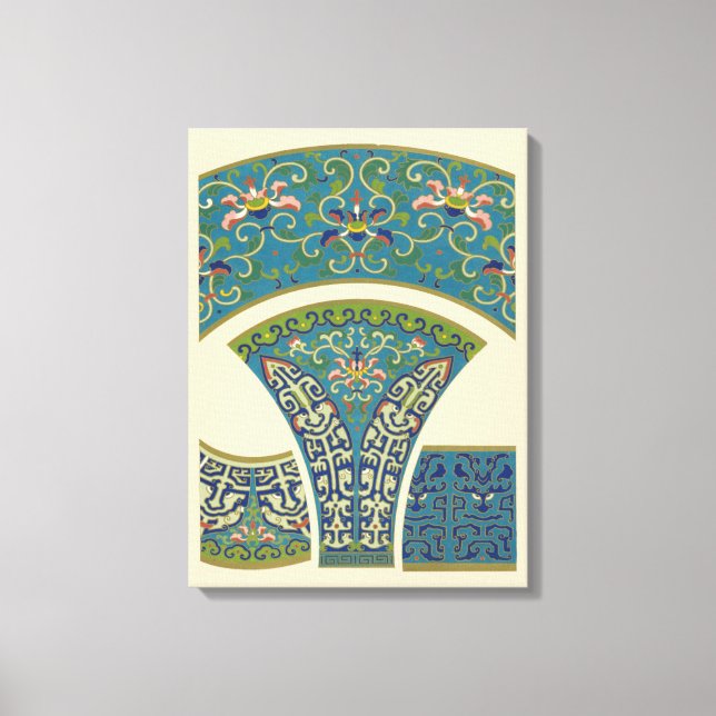 Blue Oriental Designs with Smiling Faces Canvas Print (Front)