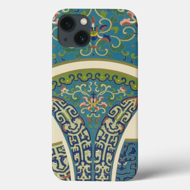 Blue Oriental Designs with Smiling Faces Case-Mate iPhone Case (Back)