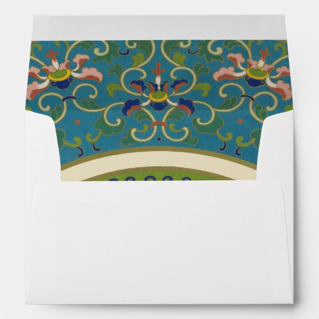Blue Oriental Designs with Smiling Faces Envelope (Back (Bottom))