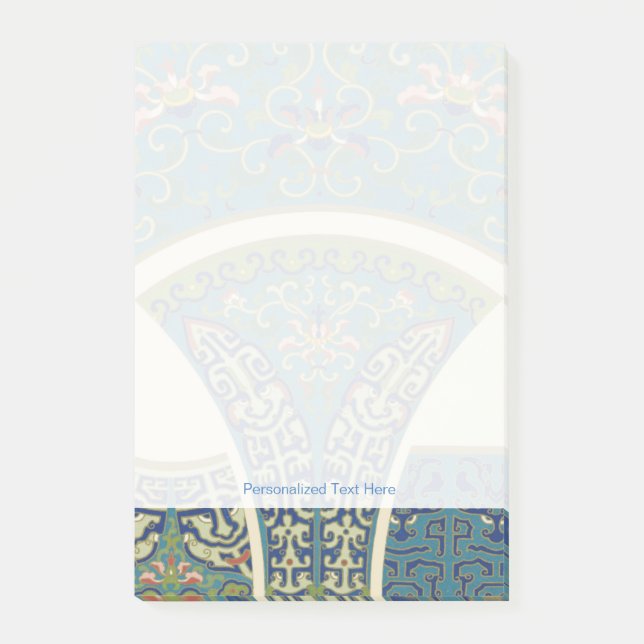 Blue Oriental Designs with Smiling Faces Post-it Notes (Front)