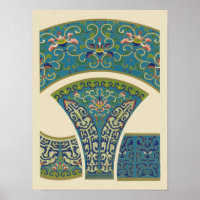 Blue Oriental Designs with Smiling Faces
