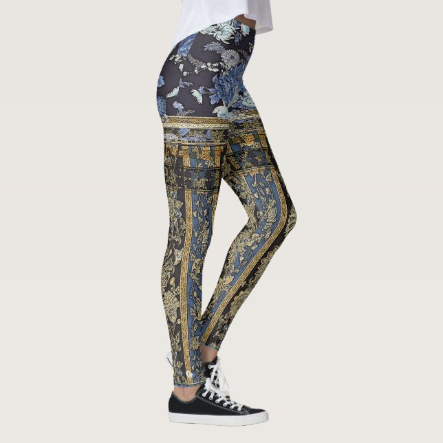 Blue Oriental Floral Shortie Leggings (Right)