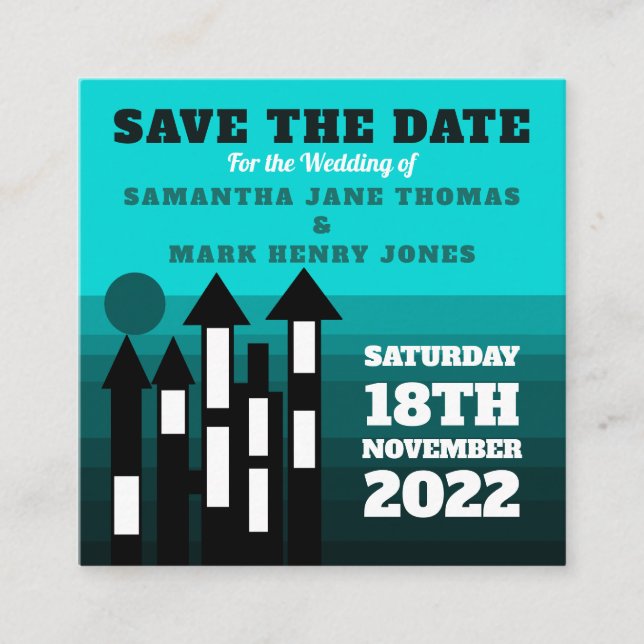 Blue Oriental Palace, Save the Date Enclosure Card (Front)