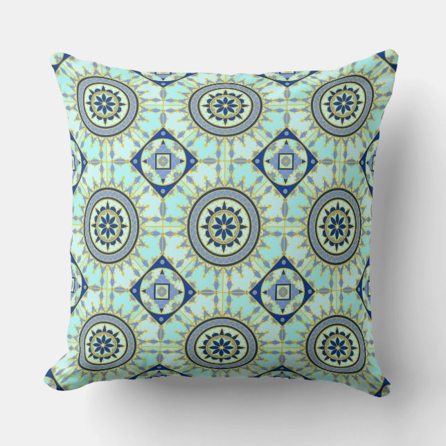 Blue Oriental Pattern Cushion (Front)