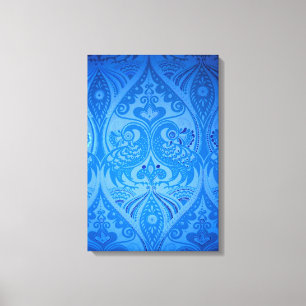 Blue Oriental Peacock Birds Canvas Print