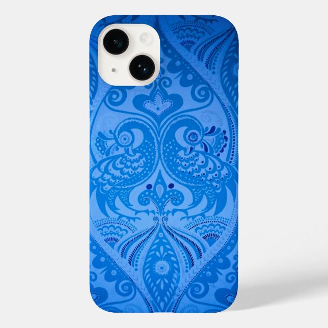 Blue Oriental Peacock Birds Case-Mate iPhone Case (Back)