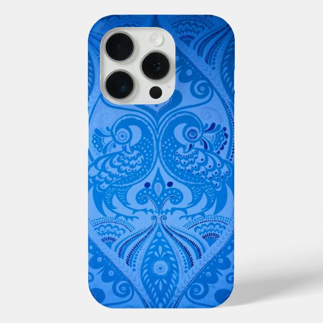 Blue Oriental Peacock Birds Case-Mate iPhone Case (Back)