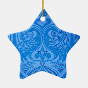 Blue Oriental Peacock Birds Ceramic Tree Decoration