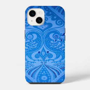 Blue Oriental Peacock Birds iPhone 14 Case