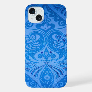 Blue Oriental Peacock Birds iPhone 15 Plus Case