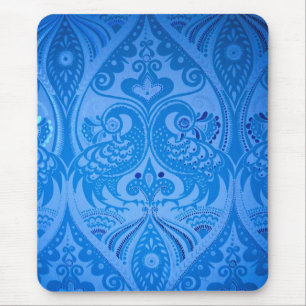 Blue Oriental Peacock Birds Mouse Mat
