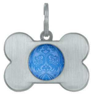 Blue Oriental Peacock Birds Pet ID Tag
